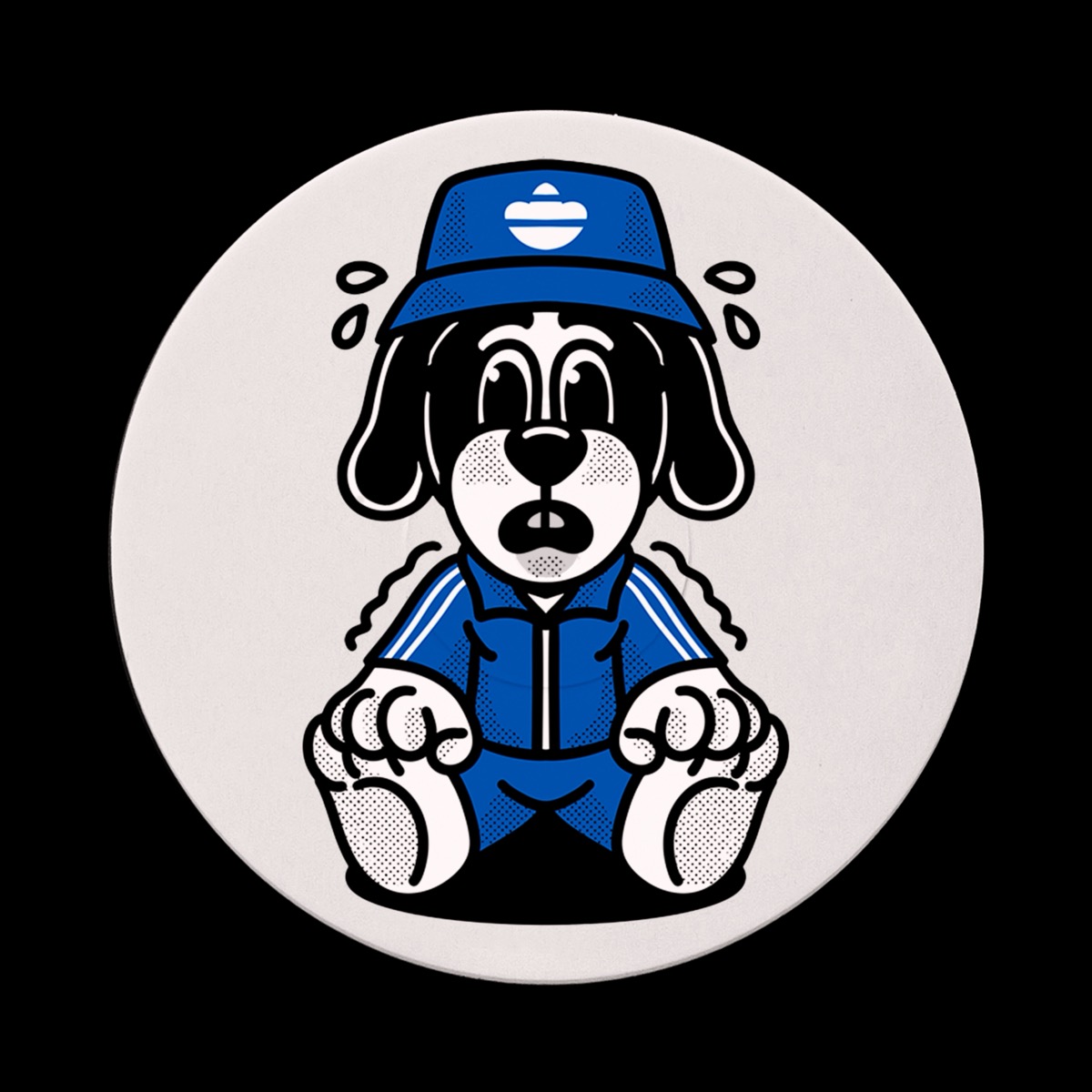 Mild Peril EP artwork - anxious dog in Adidas tracksuit